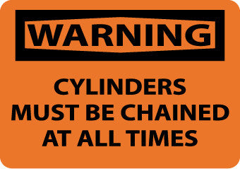 NMC W408RB-WARNING, CYLINDERS MUST BE CHAINED AT ALL TIMES, 10X14, RIGID PLASTIC (1 EACH)