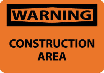 NMC W414AB-WARNING, CONSTRUCTION AREA, 10X14, .040 ALUM (1 EACH)