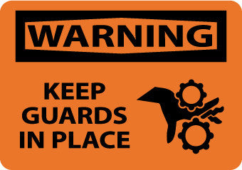 NMC W450PB-WARNING, KEEP GUARDS IN PLACE, GRAPHIC, 10X14, PS VINYL (1 EACH)