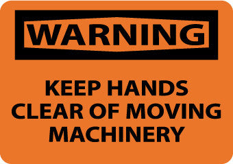 NMC W451PB-WARNING, KEEP HANDS CLEAR OF MOVING MACHINERY, 10X14, PS VINYL (1 EACH)