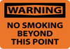 NMC W458RB-WARNING, NO SMOKING BEYOND THIS POINT, 10X14, RIGID PLASTIC (1 EACH)
