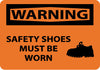 NMC W462AB-WARNING, SAFETY SHOES MUST BE WORN, GRAPHIC, 10X14, .040 ALUM (1 EACH)