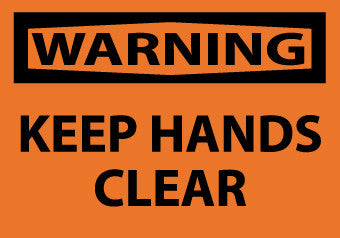 NMC W4AP-WARNING, KEEP HANDS CLEAR, 3X5, PS VINYL (PAK OF 5)