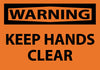 NMC W4AP-WARNING, KEEP HANDS CLEAR, 3X5, PS VINYL (PAK OF 5)