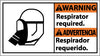 NMC WBA2R-WARNING, RESPIRATOR REQUIRED (BILINGUAL W/GRAPHIC), 10X18, RIGID PLASTIC (1 EACH)
