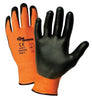 West Chester 703COPB/L Large Zone Defense Cut And Abrasion Resistant Black Polyurethane Dipped Palm Coated Work Gloves With Orange High Performance Polyethylene Liner And Elastic Knit Wrist  (1/PR)