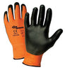 West Chester 703COPB/M Medium Zone Defense Cut And Abrasion Resistant Black Polyurethane Dipped Palm Coated Work Gloves With Orange High Performance Polyethylene Liner And Elastic Knit Wrist  (1/PR)