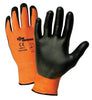 West Chester 703COPB/S Small Zone Defense Cut And Abrasion Resistant Black Polyurethane Dipped Palm Coated Work Gloves With Orange High Performance Polyethylene Liner And Elastic Knit Wrist  (1/PR)