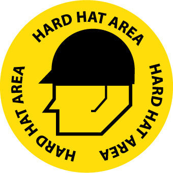 NMC WFS13-FLOOR SIGN, WALK ON, HARD HAT AREA, 17'' DIA (1 EACH)
