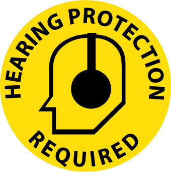 NMC WFS16-FLOOR SIGN, WALK ON, HEARING PROTECTION REQUIRED, 17'' DIA (1 EACH)