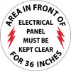 NMC WFS27-FLOOR SIGN, WALK ON, AREA IN FRONT OF ELECTRICAL PANEL MUST BE KEPT CLEAR FOR 36 INCHES, 17 DIA, PS VINYL (1 EACH)