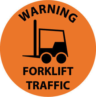 NMC WFS35-FLOOR SIGN, WALK ON, WARNING FORKLIFT TRAFFIC, 17 DIA, PS VINYL (1 EACH)