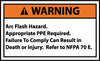 NMC WGA17AP-WARNING, ARC FLASH HAZARD .., 3X5, PS VINYL (PAK OF 5)