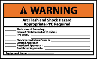 NMC WGA18AP-WARNING, ARC FLASH AND SHOCK HAZARD.., 3X5, PS VINYL (PAK OF 5)