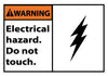 NMC WGA22AP-WARNING, ELECTRICAL HAZARD DO NOT TOUCH, 3X5, PS VINYL (PAK OF 5)