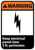 NMC WGA26PB-WARNING, KEEP ELECTRICAL PANEL CLEAR 5 FT. PERIMETER, 14X10, PS VINYL (1 EACH)