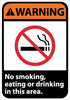 NMC WGA28PB-WARNING, NO SMOKING, EATING OR DRINKING IN THIS AREA, 14X10, PS VINYL (1 EACH)
