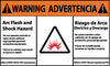 NMC WGA33AP-WARNING, ARC FLASH AND SHOCK HAZARD, BILINGUAL, (GRAPHIC), 3X5, PS VINYL (PAK OF 5)