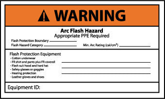 NMC WGA37AP-WARNING, ARC FLASH HAZARD APPROPRIATE PPE REQUIRED, 3X5, PS VINYL (PAK OF 5)