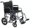 Drive Medical btr20-b Bariatric Heavy Duty Transport Wheelchair with Swing Away Footrest, 20" Seat, Blue (1/CV)