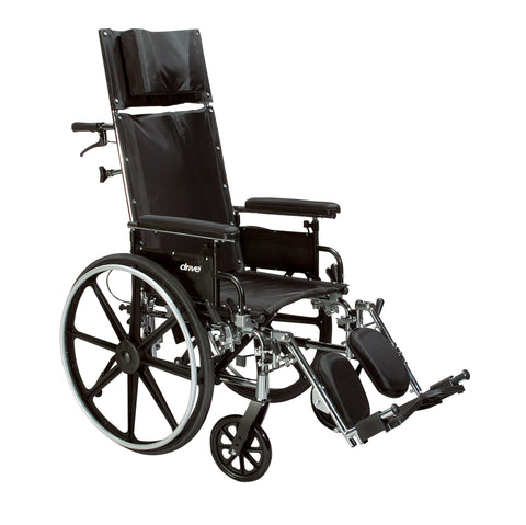 Drive Medical pla416rbdfa Viper Plus GT Full Reclining Wheelchair, Detachable Full Arms, 16" Seat (1/EA)