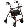 Drive Medical r728rd Aluminum Rollator with Fold Up and Removable Back Support and Padded Seat, Red (1/CV)
