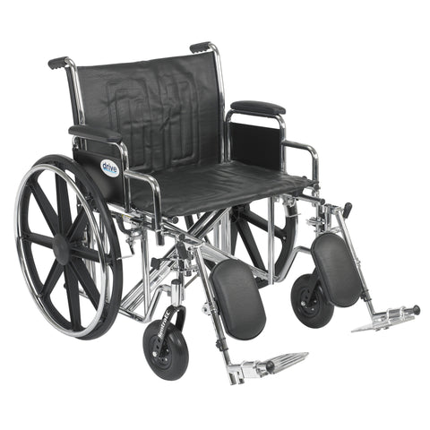 Drive Medical std24ecdda-elr Sentra EC Heavy Duty Wheelchair, Detachable Desk Arms, Elevating Leg Rests, 24"Seat (1/CV)